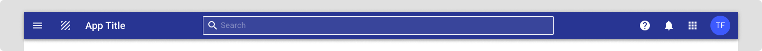 Image of the app bar with an internal search option.