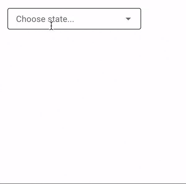 Gif of an autocomplete searching within a finite list of data. 