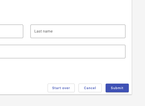 Image of two outlined buttons and a raised button at the bottom of a form.