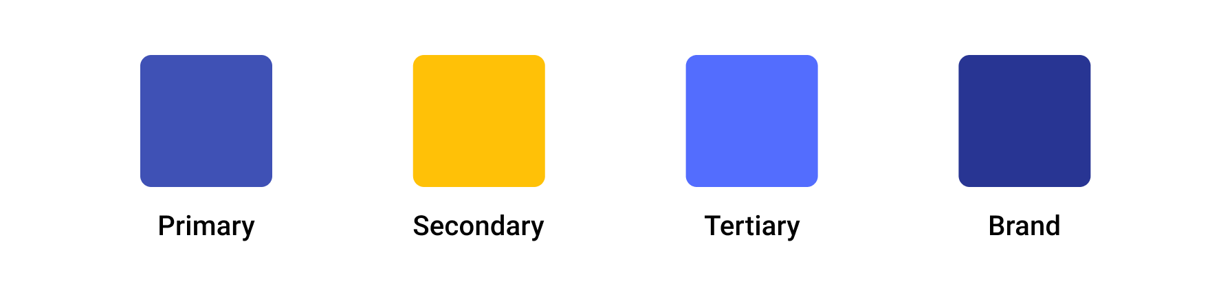 The four main palette colors are shown left to right: Primary, Secondary, Tertiary, and Branding.