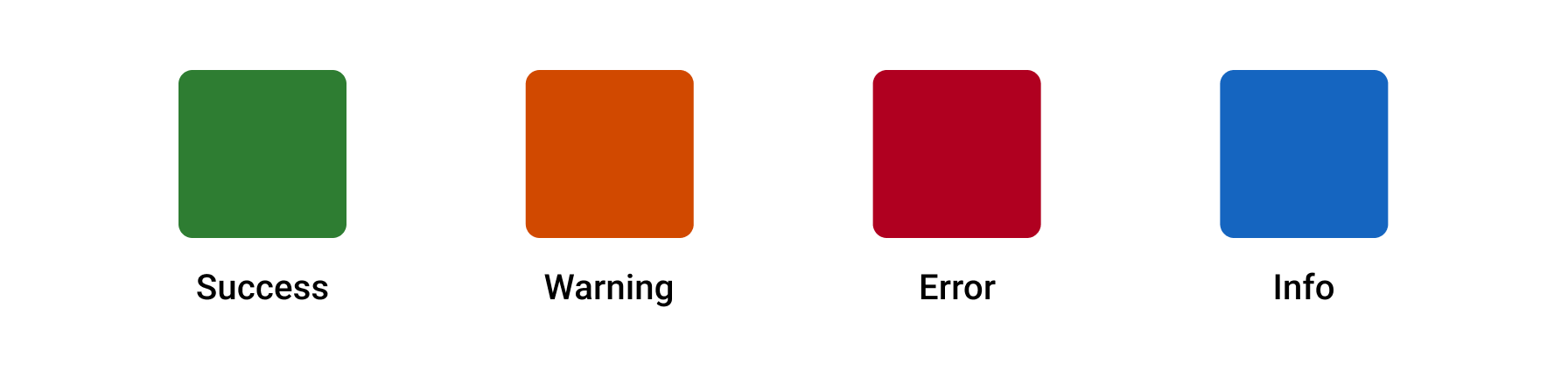 The four informational colors are shown left to right: Success, Warning, Error, and Info.
