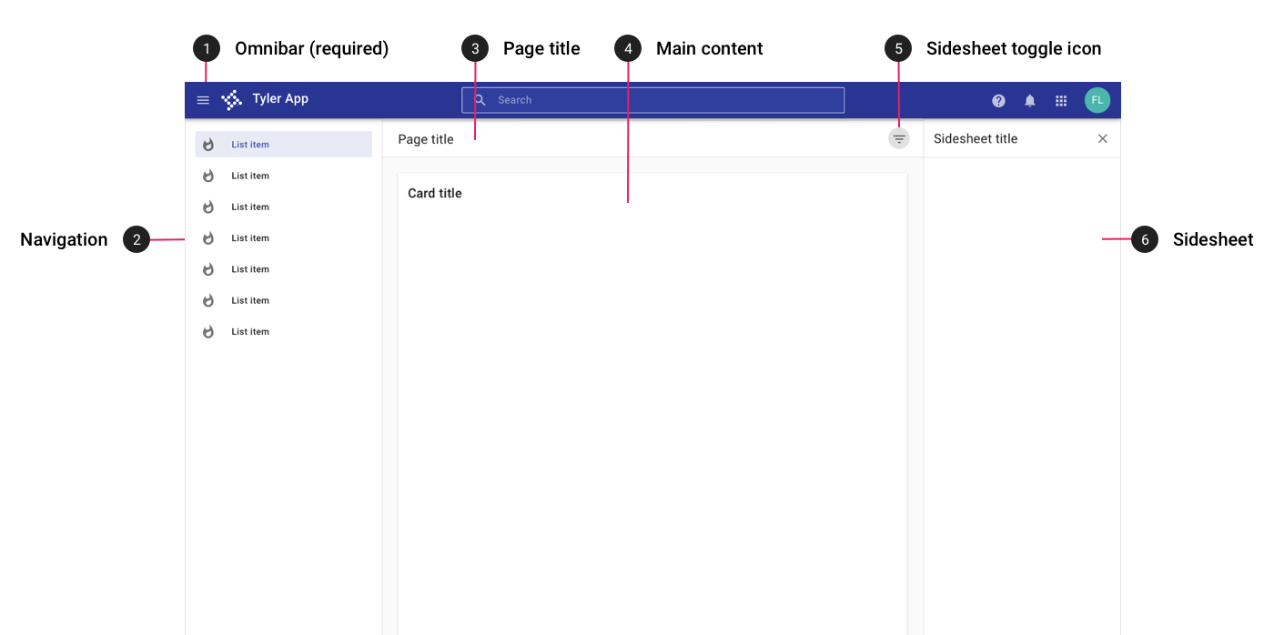 Desktop layout with drawer and filters.