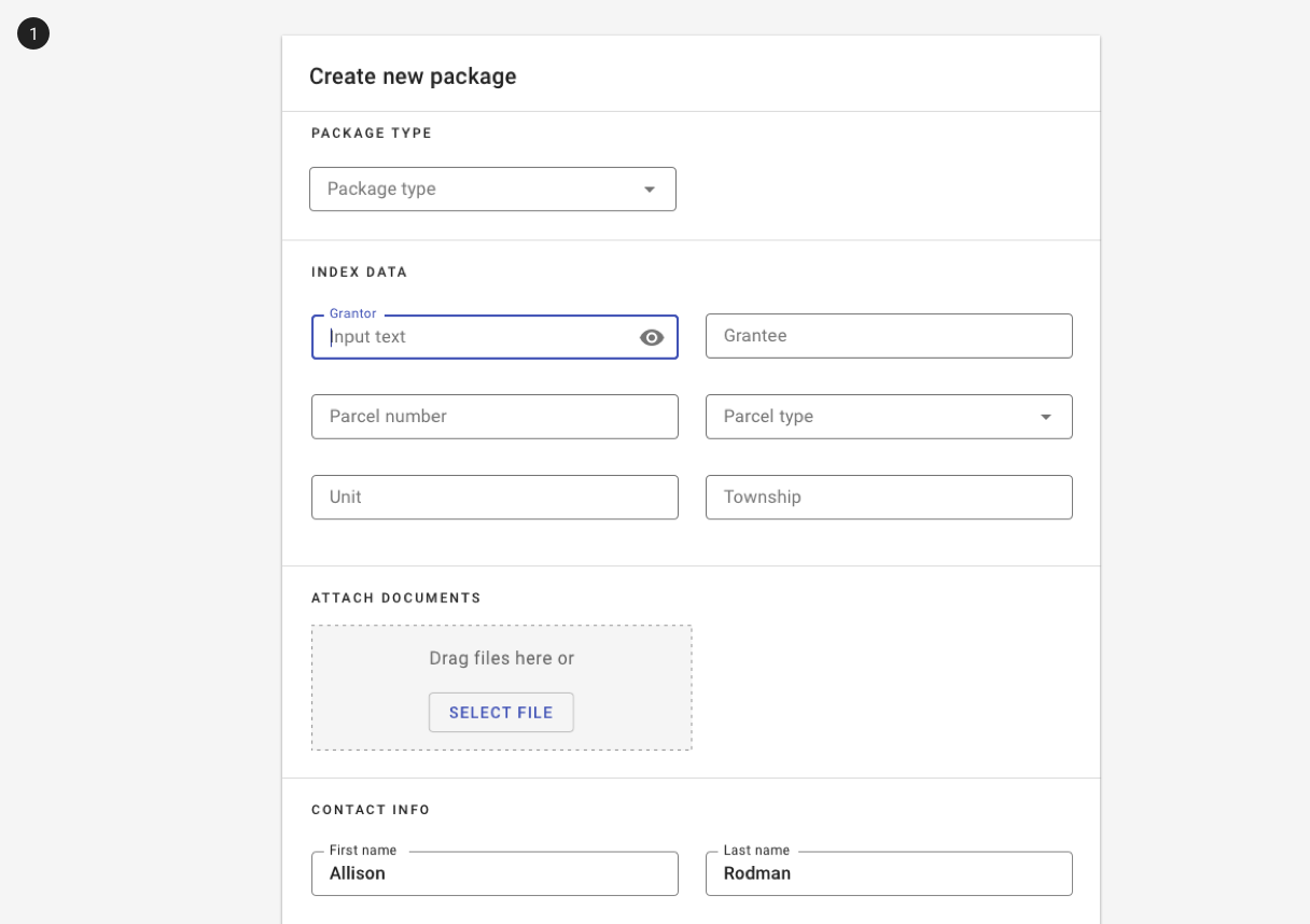 Image of a form using dividers to separate sections.