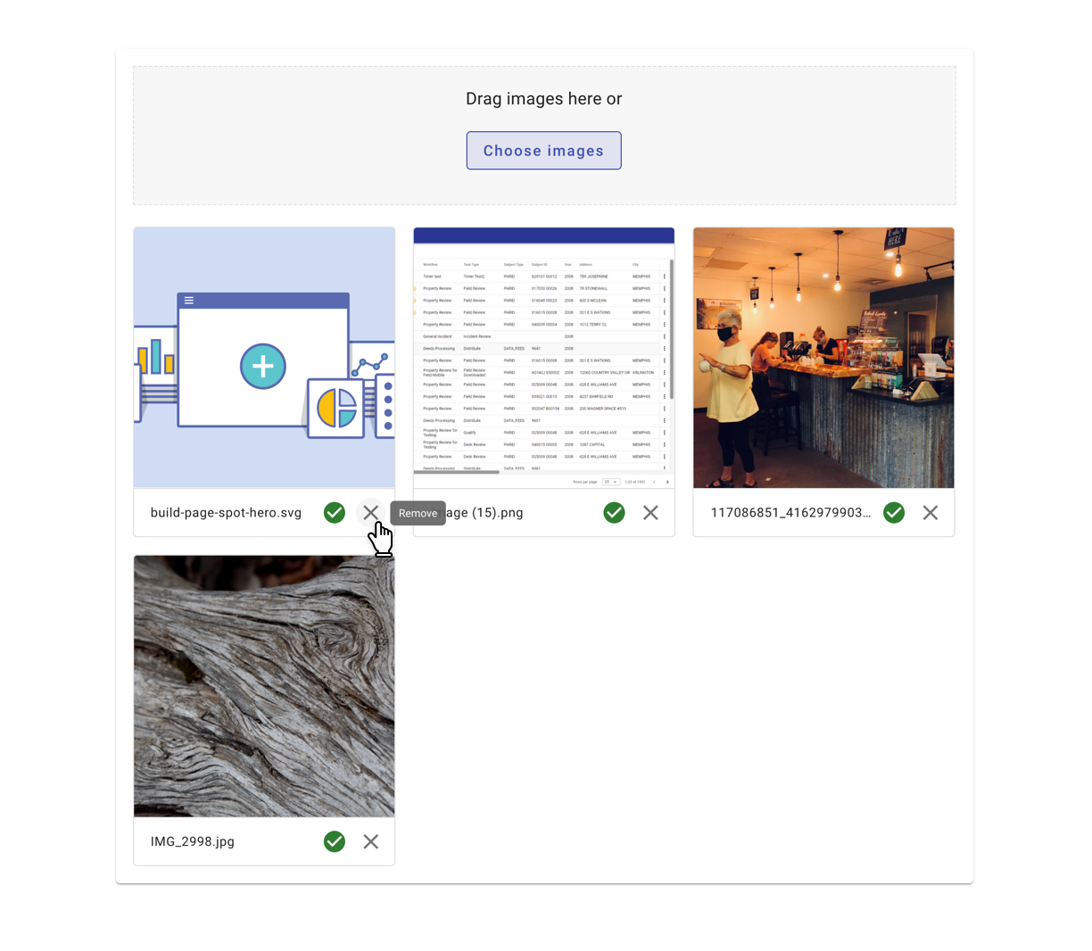  File uploader with a thumbnail grid