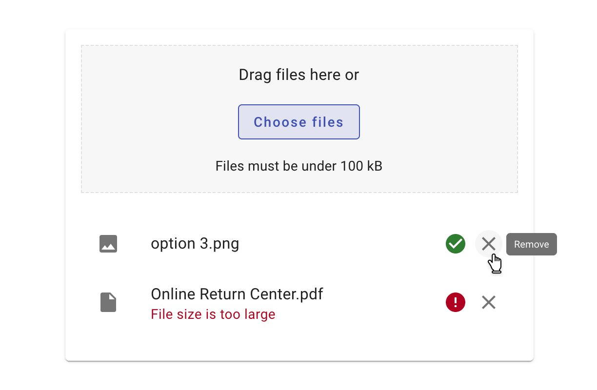  File uploader with a list