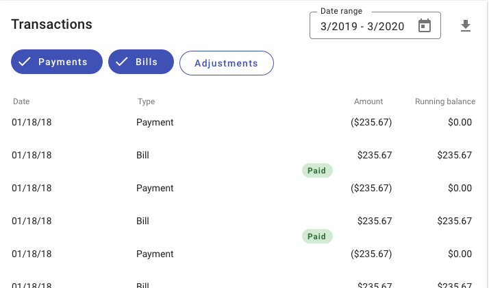 Image filters that have been applied to a list.