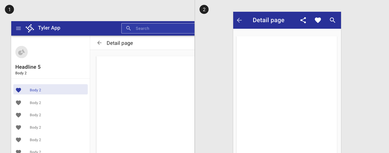 Detail page that uses a back arrow to facilitate a return to results.