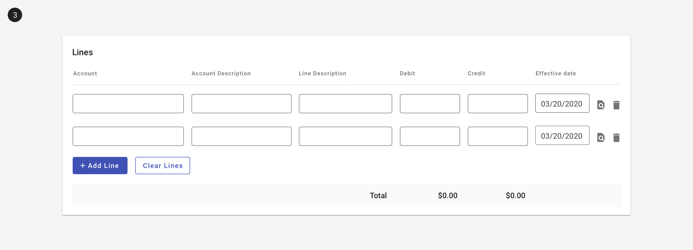In image of a list of inputs, with two icon buttons at the end of each row.