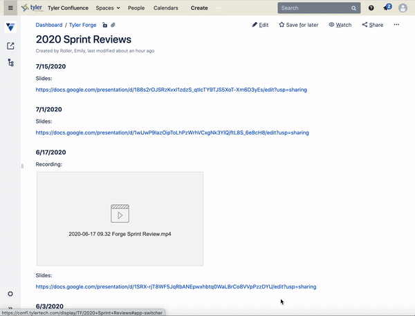  Gif of an edit mode change in Confluence.