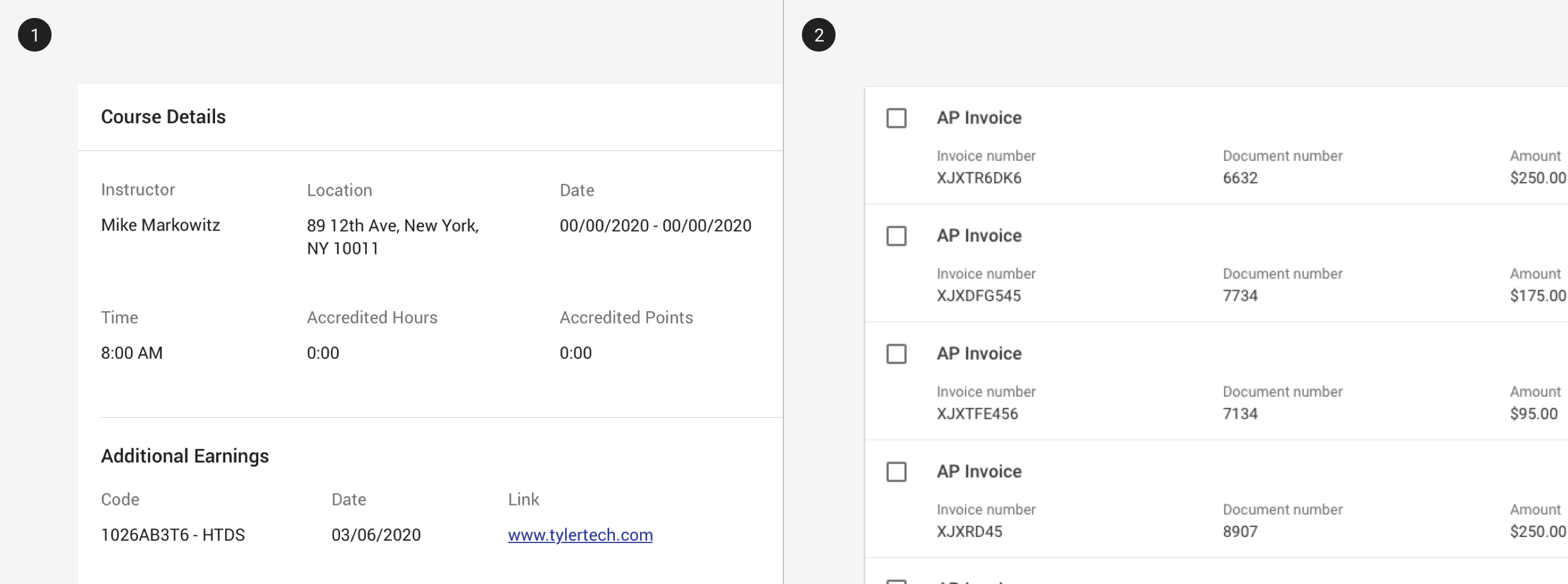 Image of card with label value pairs inside and task card search results that use label value pairs.