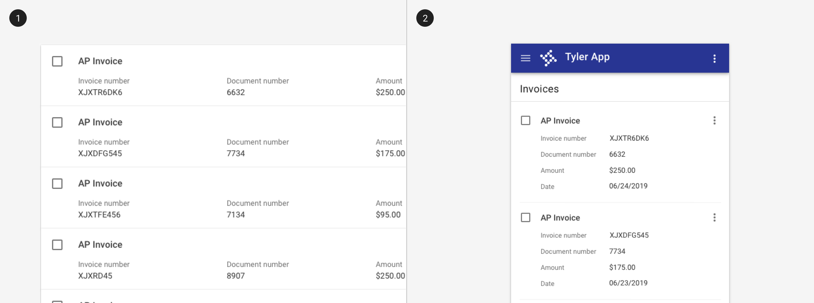 Image of card with label value pairs inside and task card search results that use label value pairs.