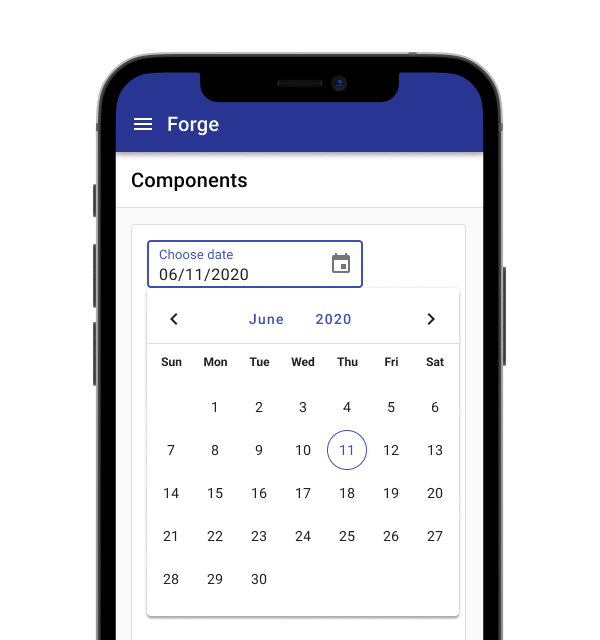 Date picker being used on mobile.