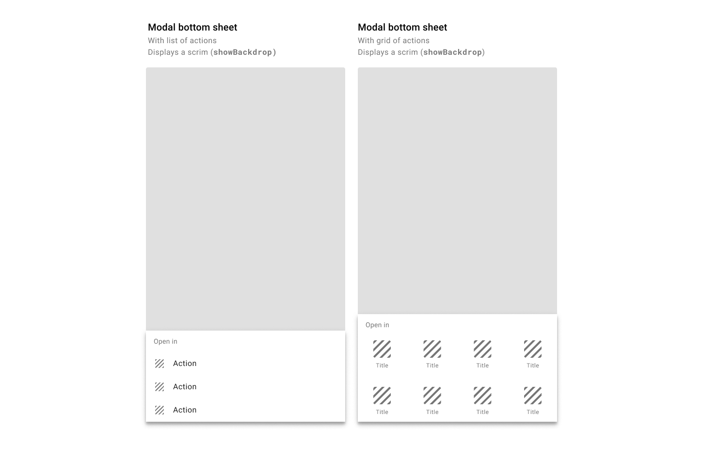 Modal bottom sheets.