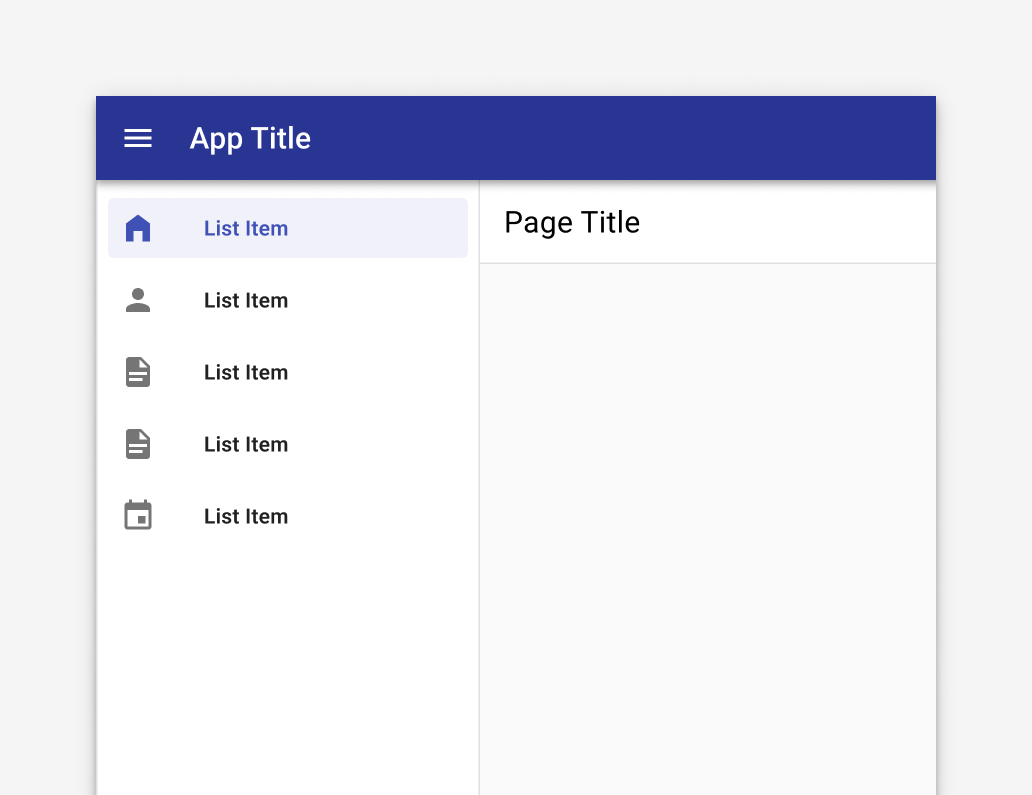Image of a navigation drawer with two repeating icons.