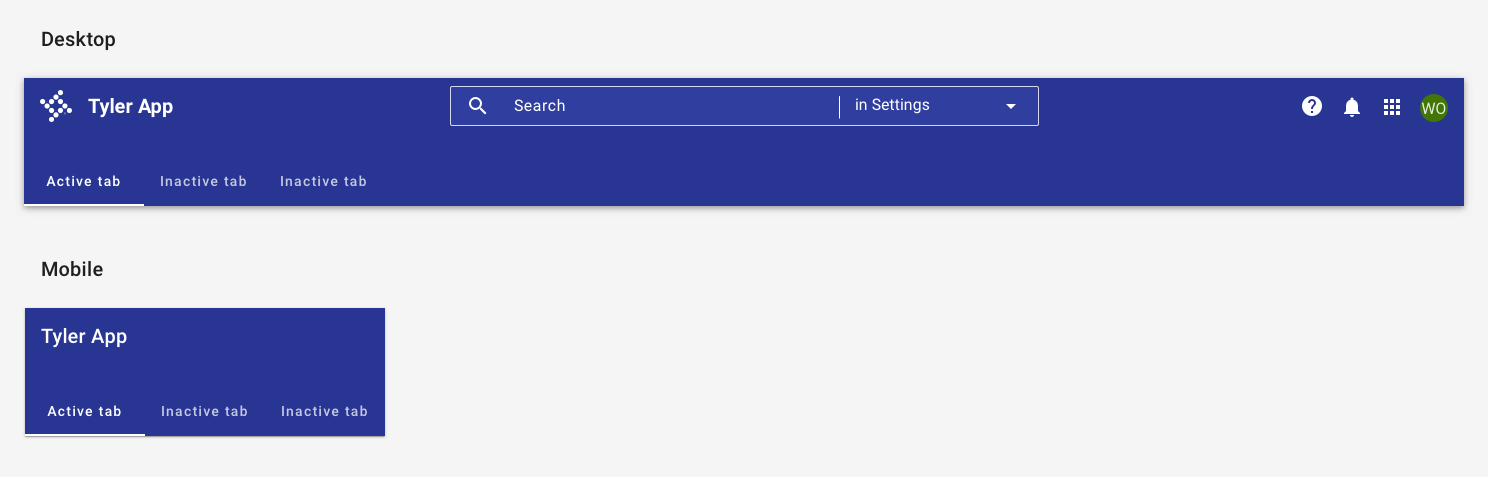 App bar with top tabs