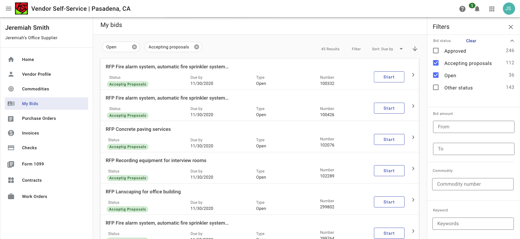 Filters with a persistent filter sidesheet.
