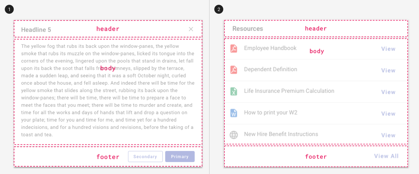 Image of a dialog and a card.