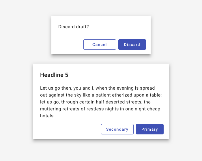 Image of two simple dialogs: one with a header and one without.