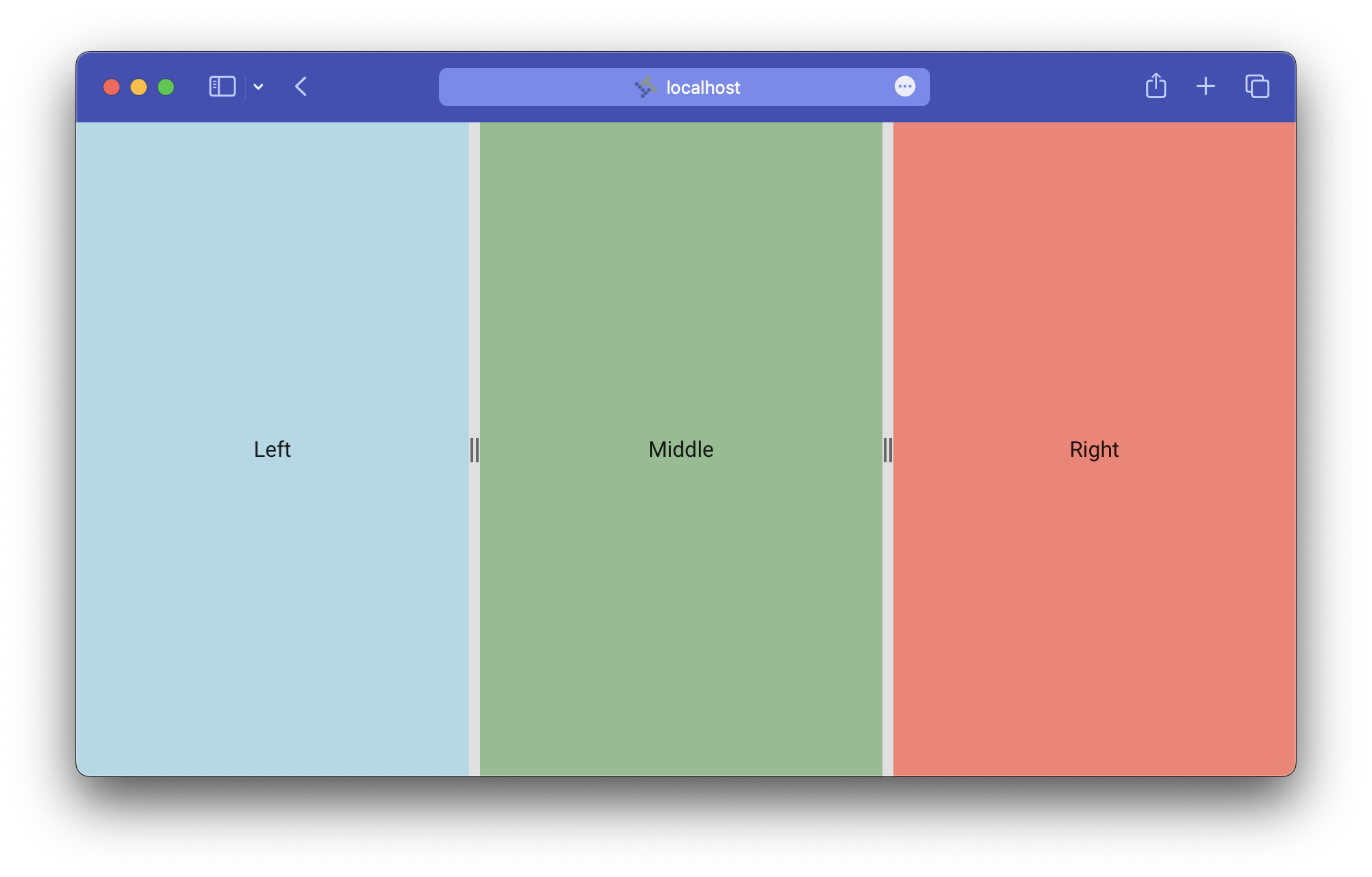 Split view with three panels example