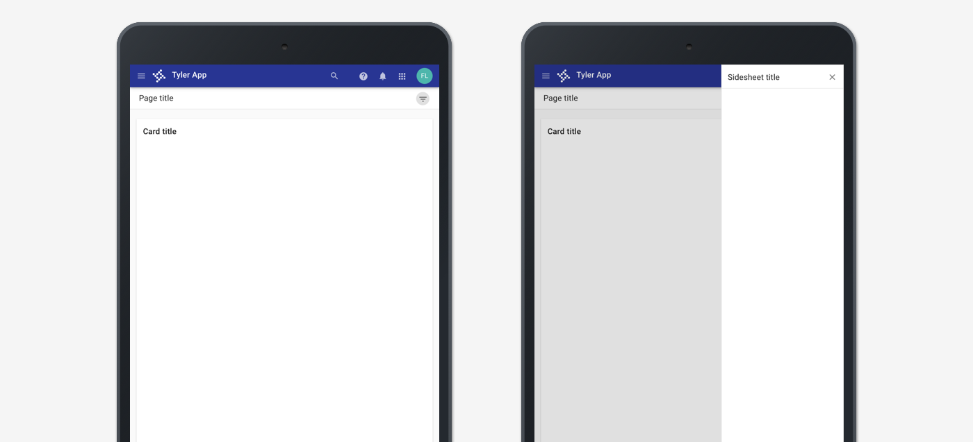 Desktop layout with drawer and filters.