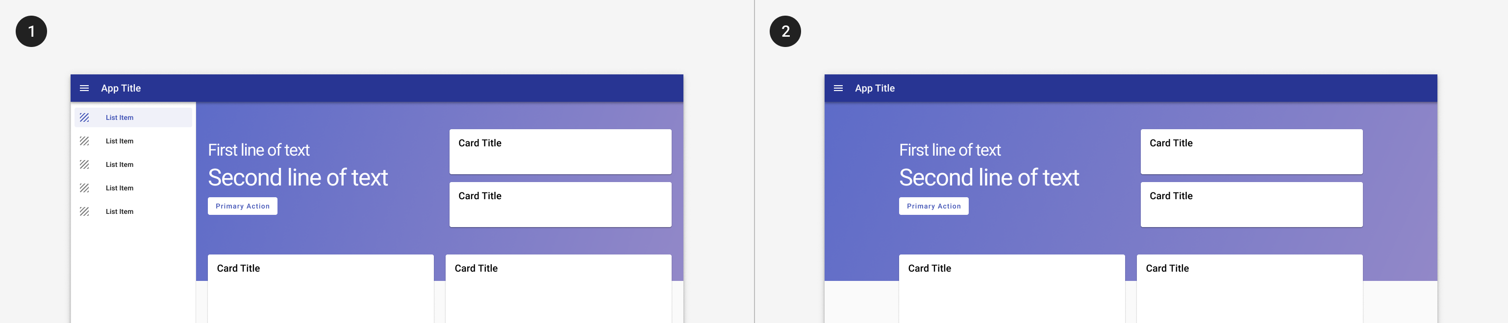 Image of a landing page with five parts.